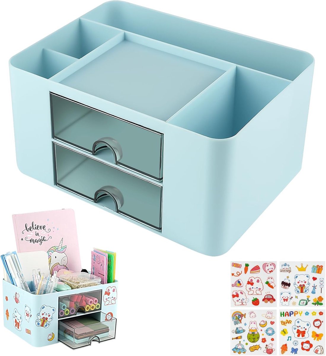 Bureau Organizer met Lade - Plastic - 7 Compartimenten - Ruimtebesparend - SnelShoppen