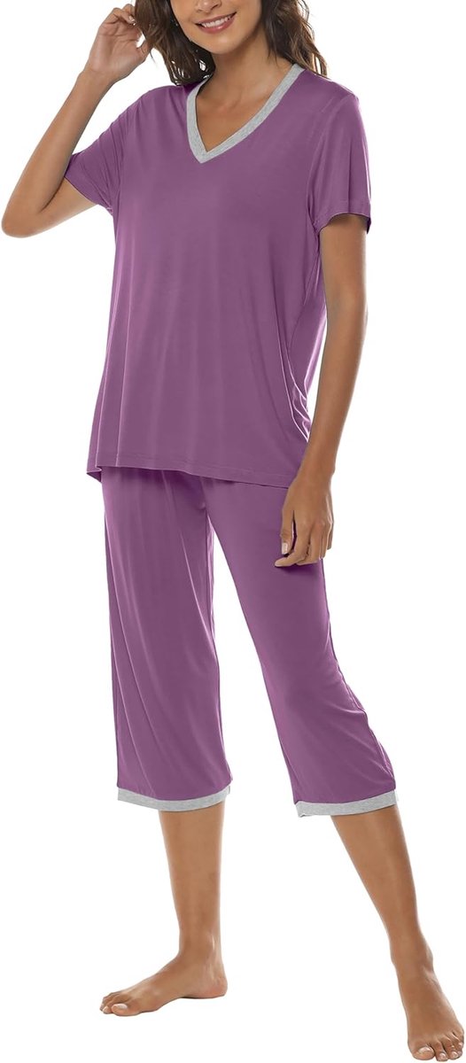 Pyjama-set voor dames, bamboe, korte mouwen, nachtkleding, zomer