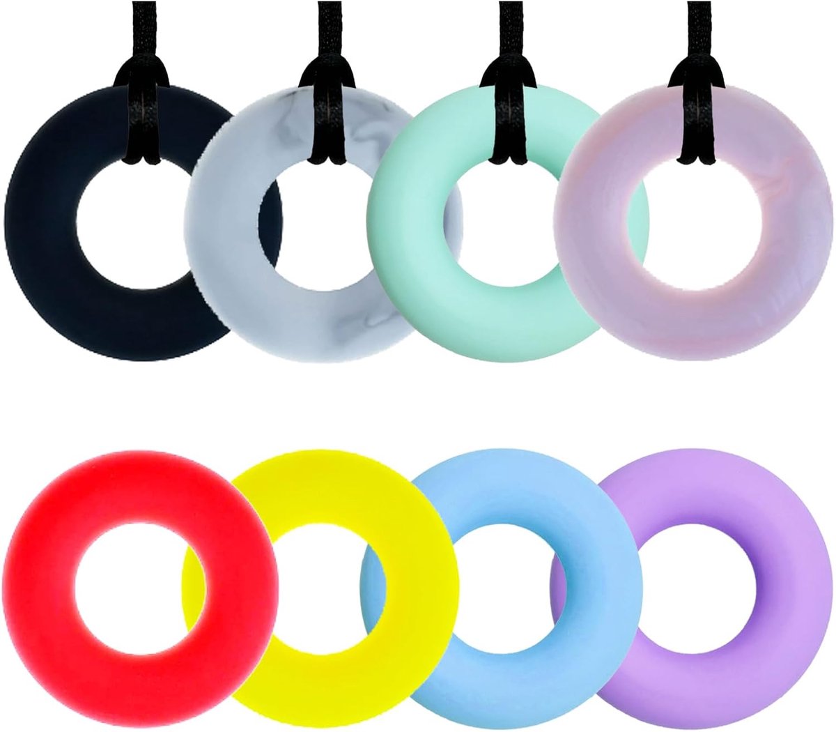 kauwketting, angstverlichting Chewelry siliconen taai buddy-speelgoed voor autistische kinderen, orale motor, autisme ADHD SPD, donutvorm (8, één maat)