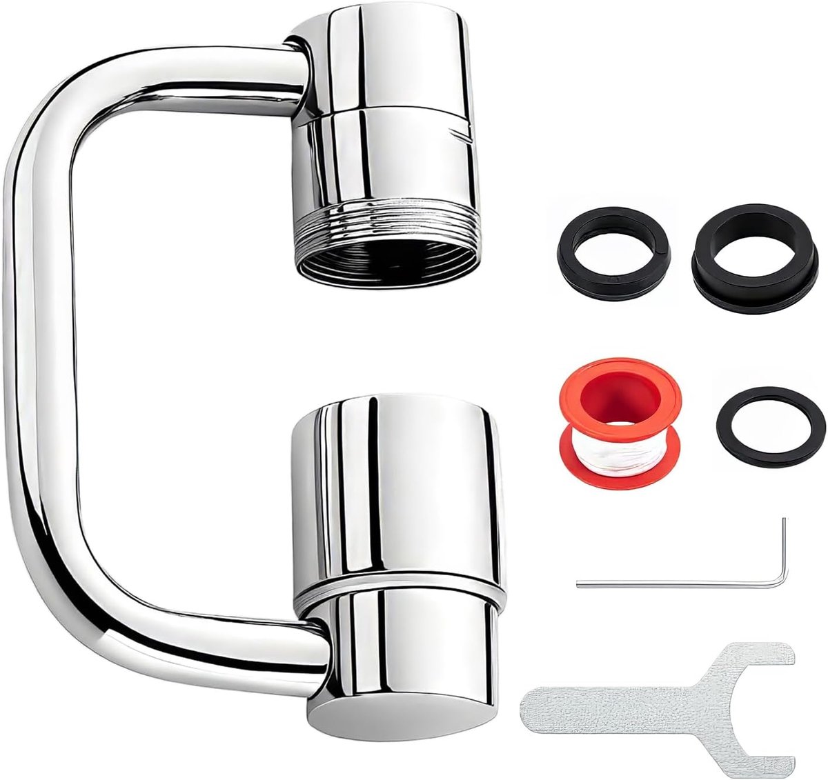 SnelShoppen - 1080° Draaiende Keuken Kraanaccessoire met 2 Spray Modi, Zwivel en Spatvrij Metaal voor Keuken en Badkamer (Zilver)