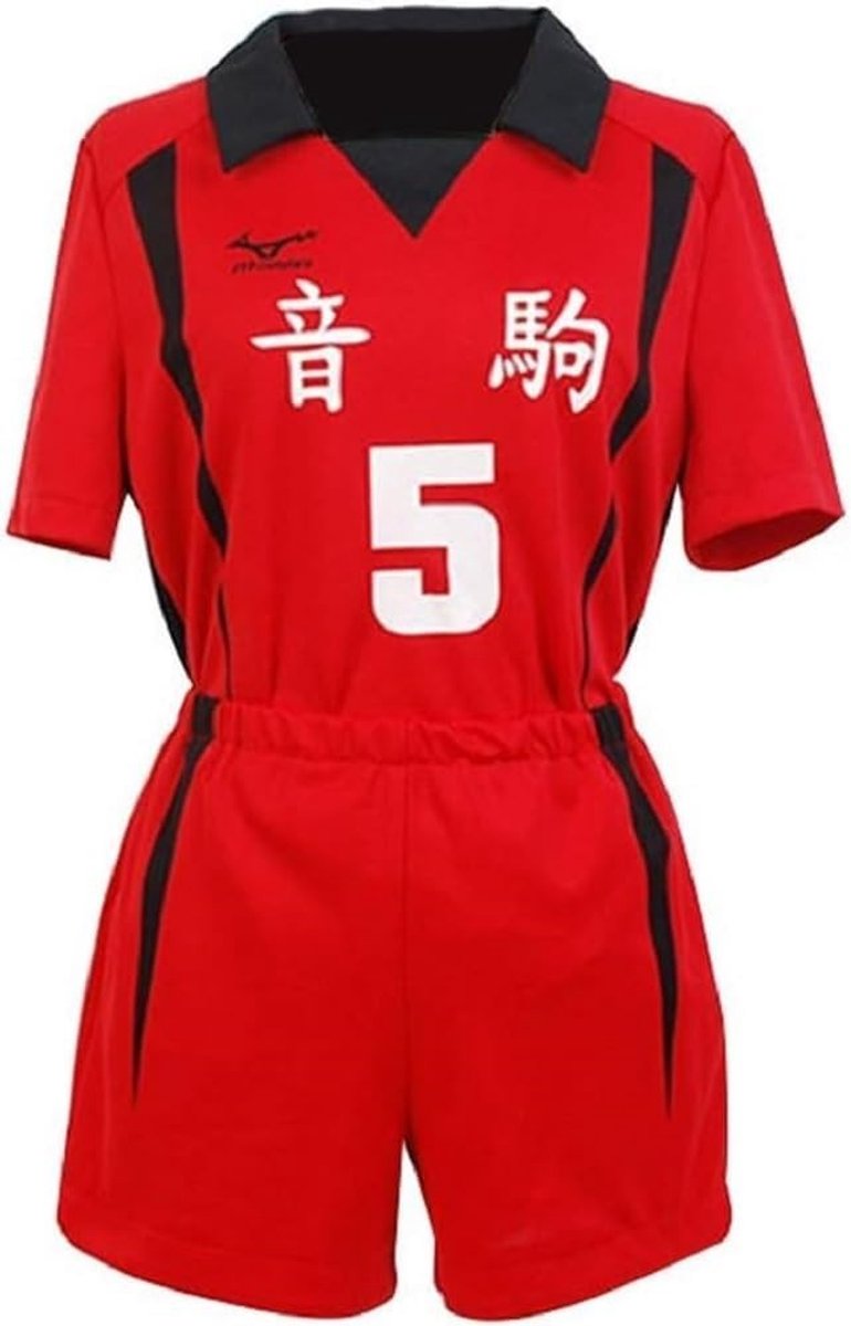 Anime Cosplay Kostuum voor High School Volleybal met Rode Jersey voor Halloween en Carnaval