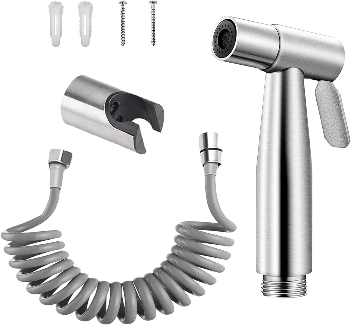 SnelShoppen - RVS bidet handdouche set met verstelbare sproeier, inclusief slang en haak, wand- of toiletmontage, luxe badkameraccessoire
