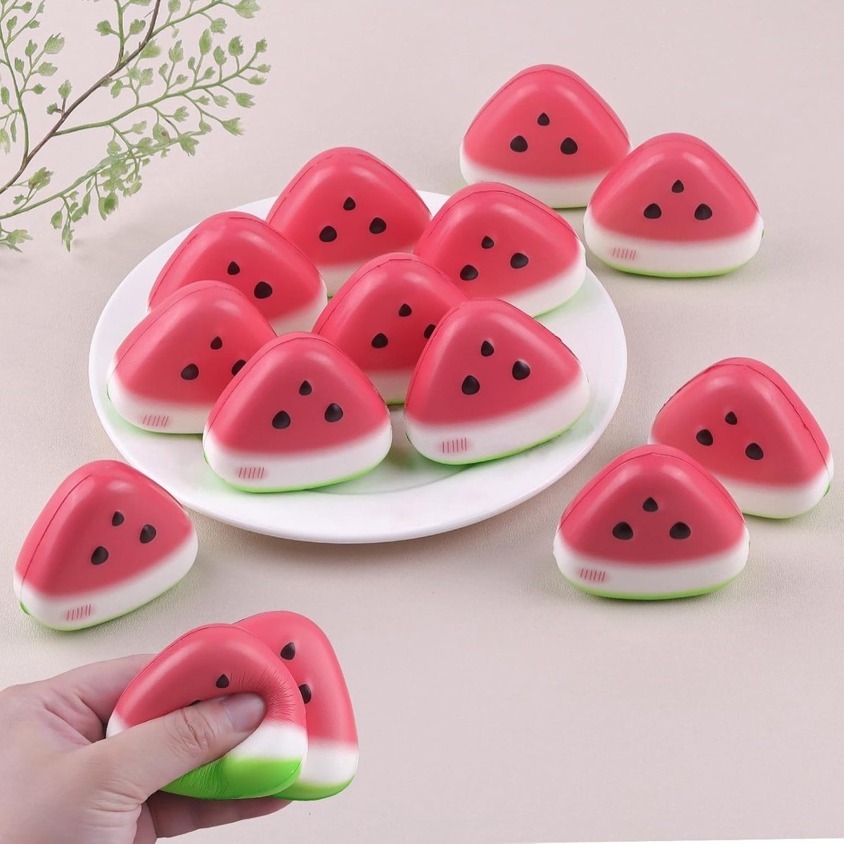 12 Stuks Squishies Speelgoed voor Kinderen, Watermeloen, Kleine Langzaam Stijgende Schuim, Mini Voedsel Antistress Speelgoed