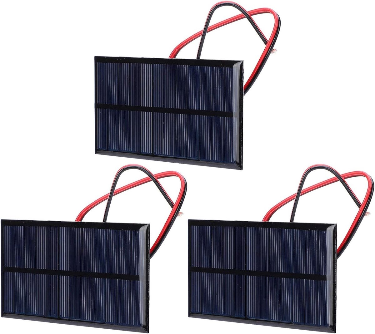 Mini Zonnepaneel Set van 3 Stuks - 6V 1W Polycrystalline Silicon voor Elektronische Projecten en Educatieve DIY Toepassingen met 30cm Draad
