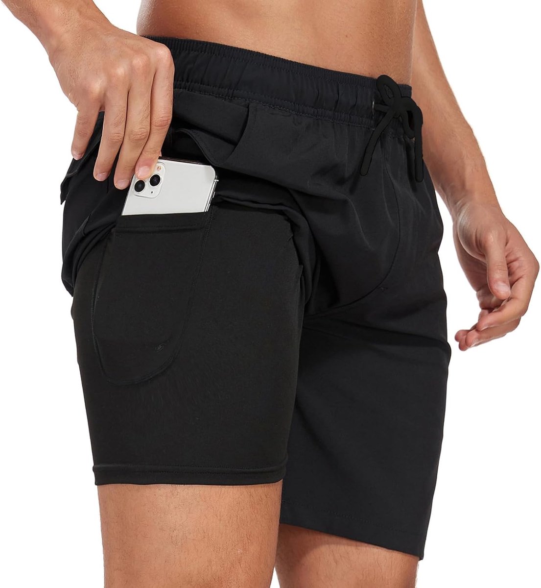 Zwemshort voor Heren, Sneldrogend, 2-in-1, Stretch, Strandshorts Met