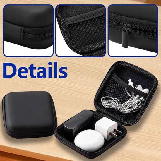 Hoesjes, In-ear Hoofdtelefoonhoes met Netvak, Beschermhoes voor Oordopjes, USB Kabels Sticks en Geheugenkaarten, Opbergdoos voor Bluetooth Oordopjes — afbeelding 4
