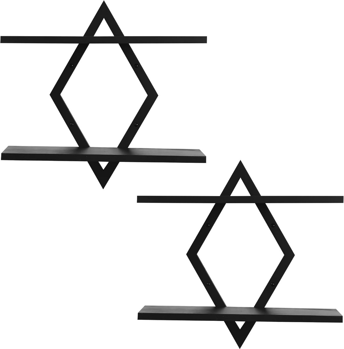 Frame, Hangrekken Voor Aan De Muur, Ruitvormig Rek, Hangrek In Rustieke Stijl Voor Woonkamer, Slaapkamer, Set Van 2, 2 Verdiepingen, Zwart