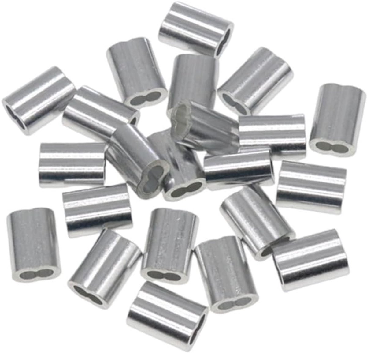 hulzen, 50 stuks, 3 mm, krimplussen, aluminium huls, wurgklemmen, aluminium pershulzen, aluminium klem, draadkabelklemmen, klemhulzen, metalen hulzen, draadkabel, knijphulzen