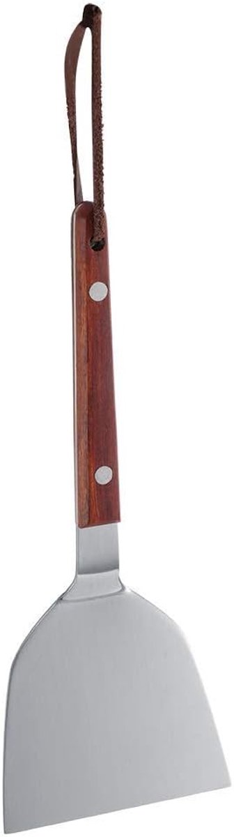 Steak Koken Gebakken Schop Spatel Rvs Koken Pannenkoek Teppanyaki Barbecue Schop Houten Handvat Grill Turner — afbeelding 4