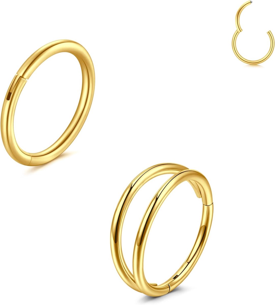 2 stuks neuspiercings ring chirurgisch staal 20G 18G 16G dunne