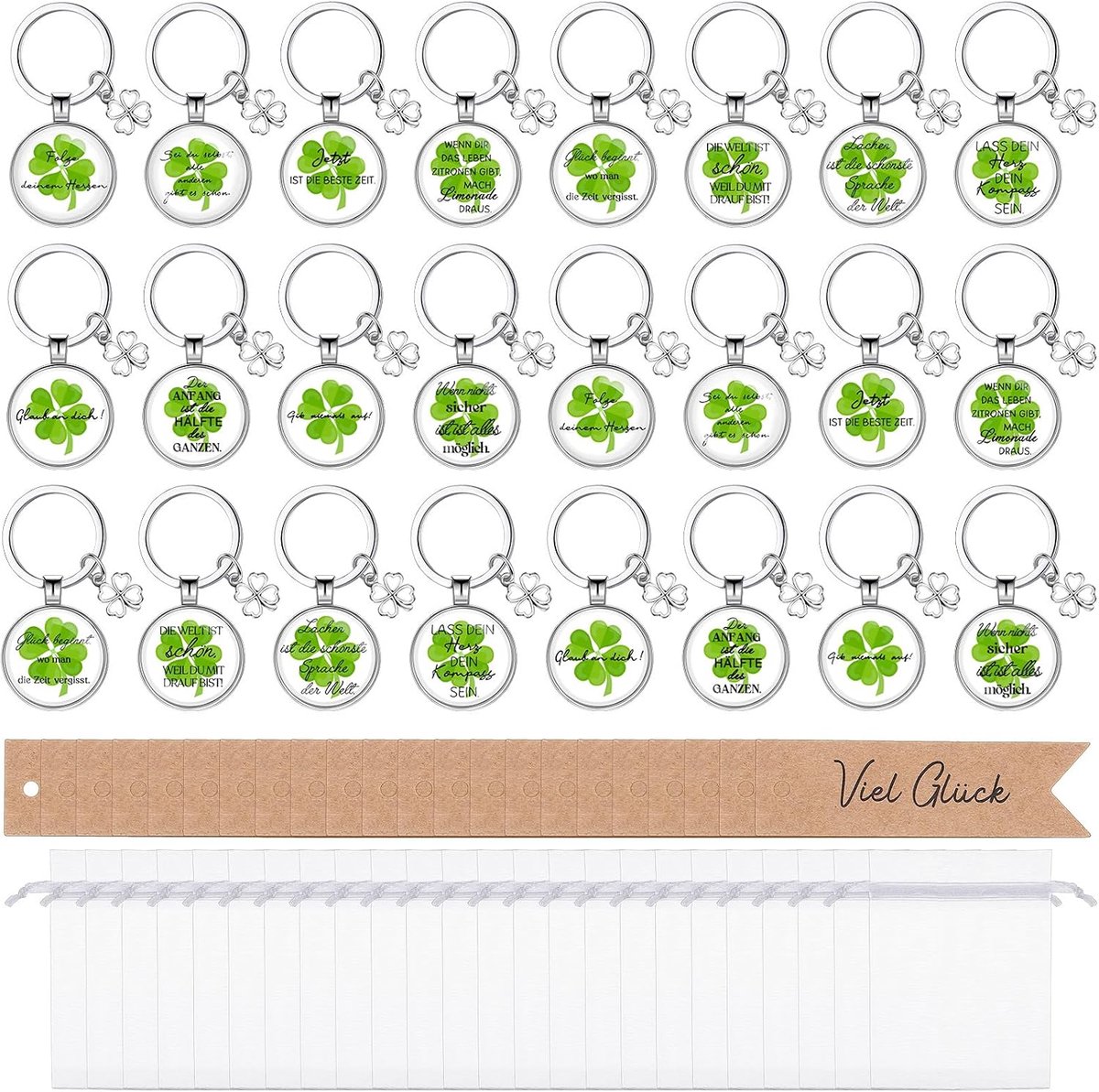 Motiverende sleutelhanger, klaverblad, bedankje, cadeau