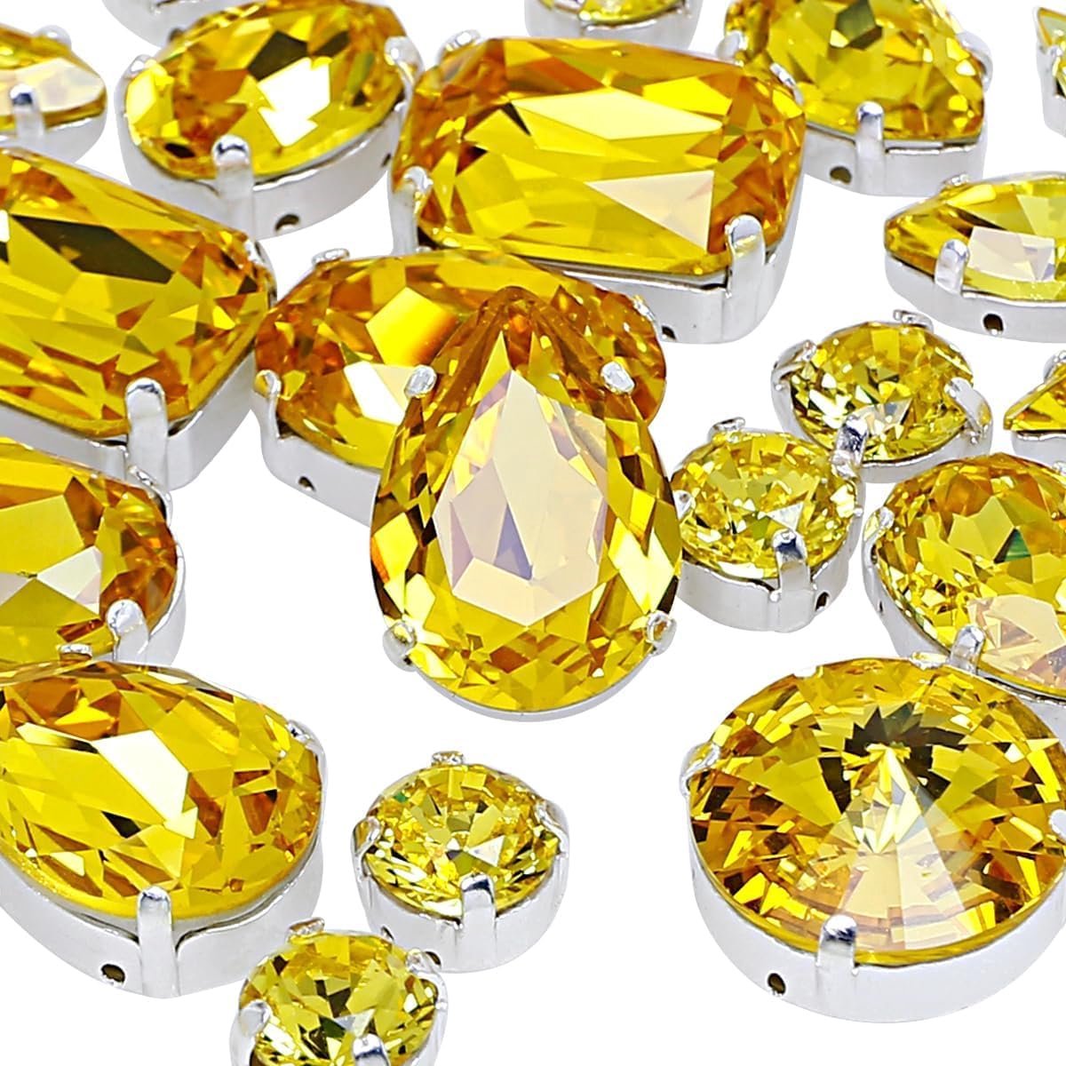 Glitterstenen om op te naaien, glazen edelstenen met zilveren