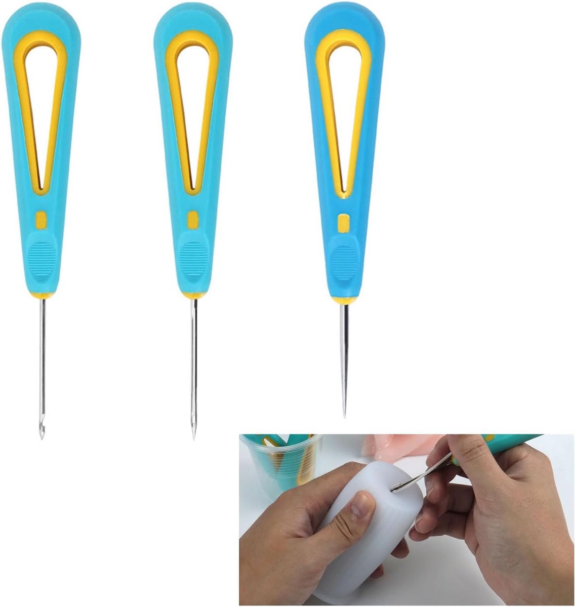 3 Stuks Siliconen Vormen Punch Naald, 3 Stijlen Punch Naald Wiek voor