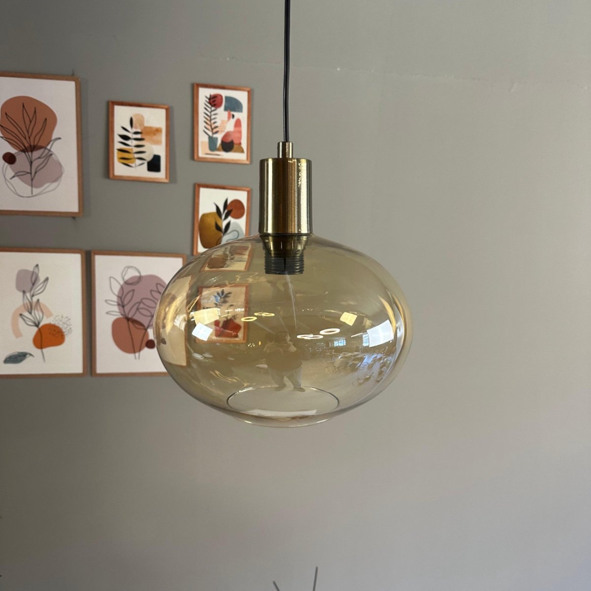 Bamyum Solvia hanglamp, industriële Modern stijl, Ø20 cm, honingkleur metalen lamp