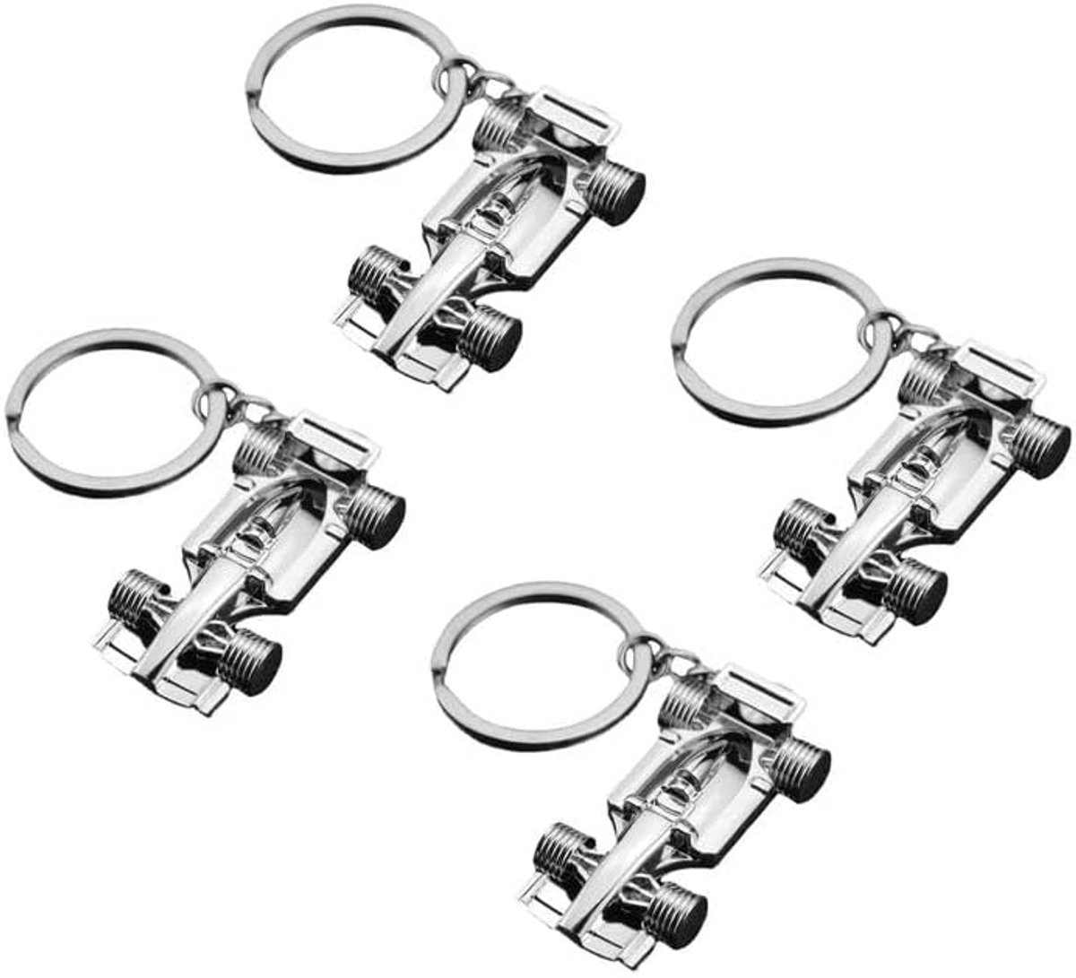4 Stuks Zilveren Racing Auto Sleutelring, Auto Sleutelring