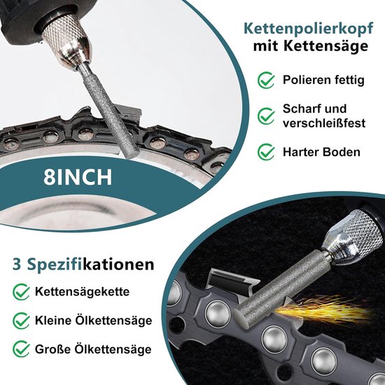 3 x 25 cm zaagketting 3/8 inch LP 40 aandrijfschakels 1,1 mm terugslagarme accukettingzaag ketting voor 10 inch zwaard, reserveketting compatibel met Makita DUC254Z, Einhell-GE-LC 18/25 Li, Oregon en — afbeelding 4