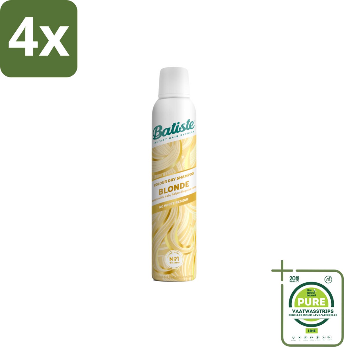 Batiste - Hint of Colour Light Blond - Droogshampoo - Verfrist en Verlevendigt Lichtblond Haar - 200ml - Voordeelverpakking - 4 stuks - Droogshampoo - Blond Haar