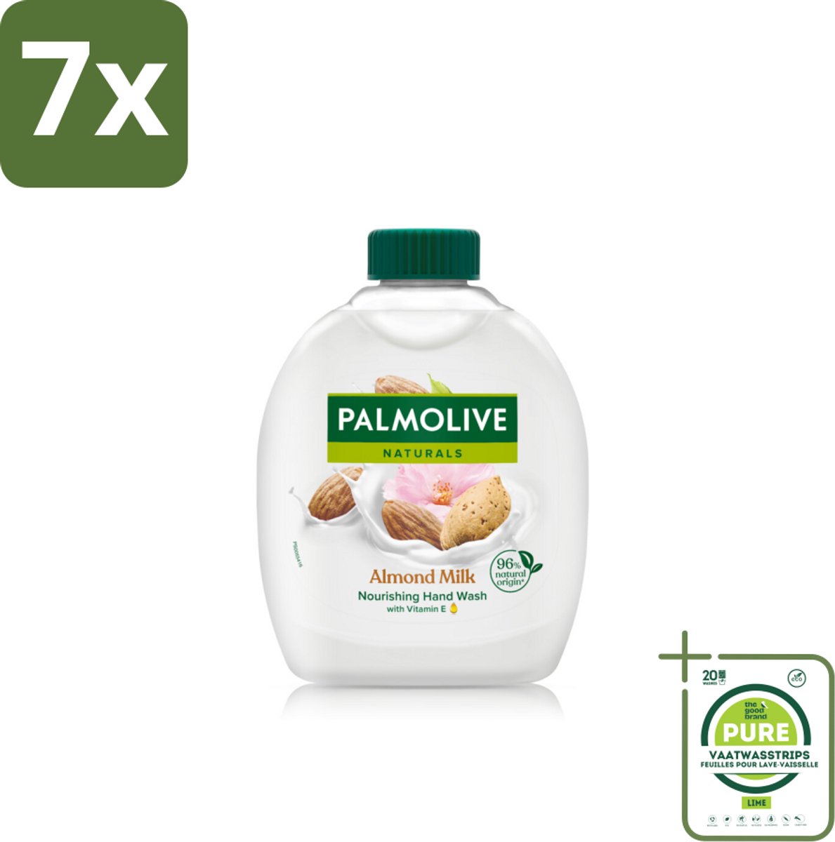 7 x Palmolive - Amandelmelk - Handzeep Navulling - Zacht & Hydraterend - 300 ml - Grootverpakking - Handzeep - Navulling - Melk - Amandel - Verzorgend