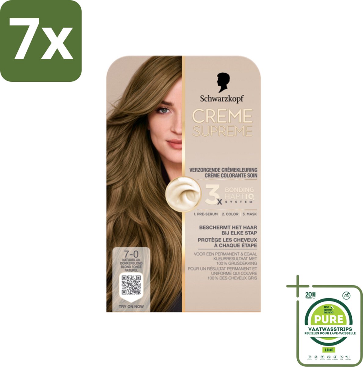 7 x Schwarzkopf - Haarkleuring - Creme Supreme 7-0 - Natuurlijk Donkerblond - 245g - Grootverpakking - Permanente Haarkleur - Haarkleur Donkerblond - Grijsdekking - Haarkleur Verzorging - Haarkleur Versterken