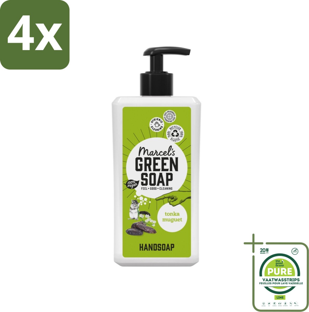 Marcel's Green Soap - Handzeep - Tonka & Muguet - Zachte verzorging - 500 ml - Voordeelverpakking - 4 stuks - Handzeep - Biologische zeep