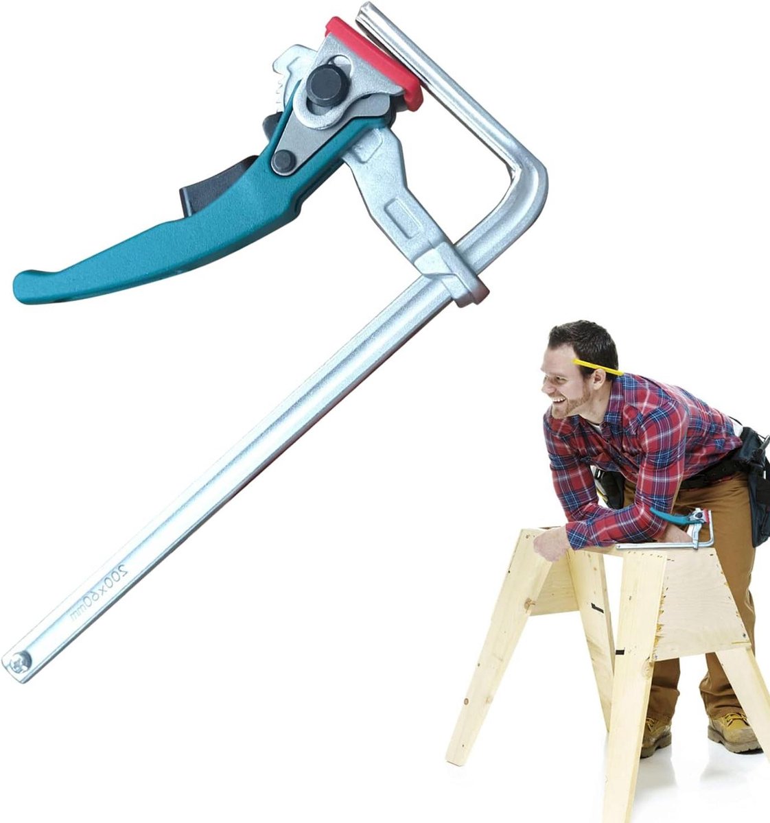 Snelspanner Houtbewerking - Railklem Tafelklem - Werkstukken Bevestigen - Robuust Ratelmechanisme - 200 x 60 mm - Zilverkleurig