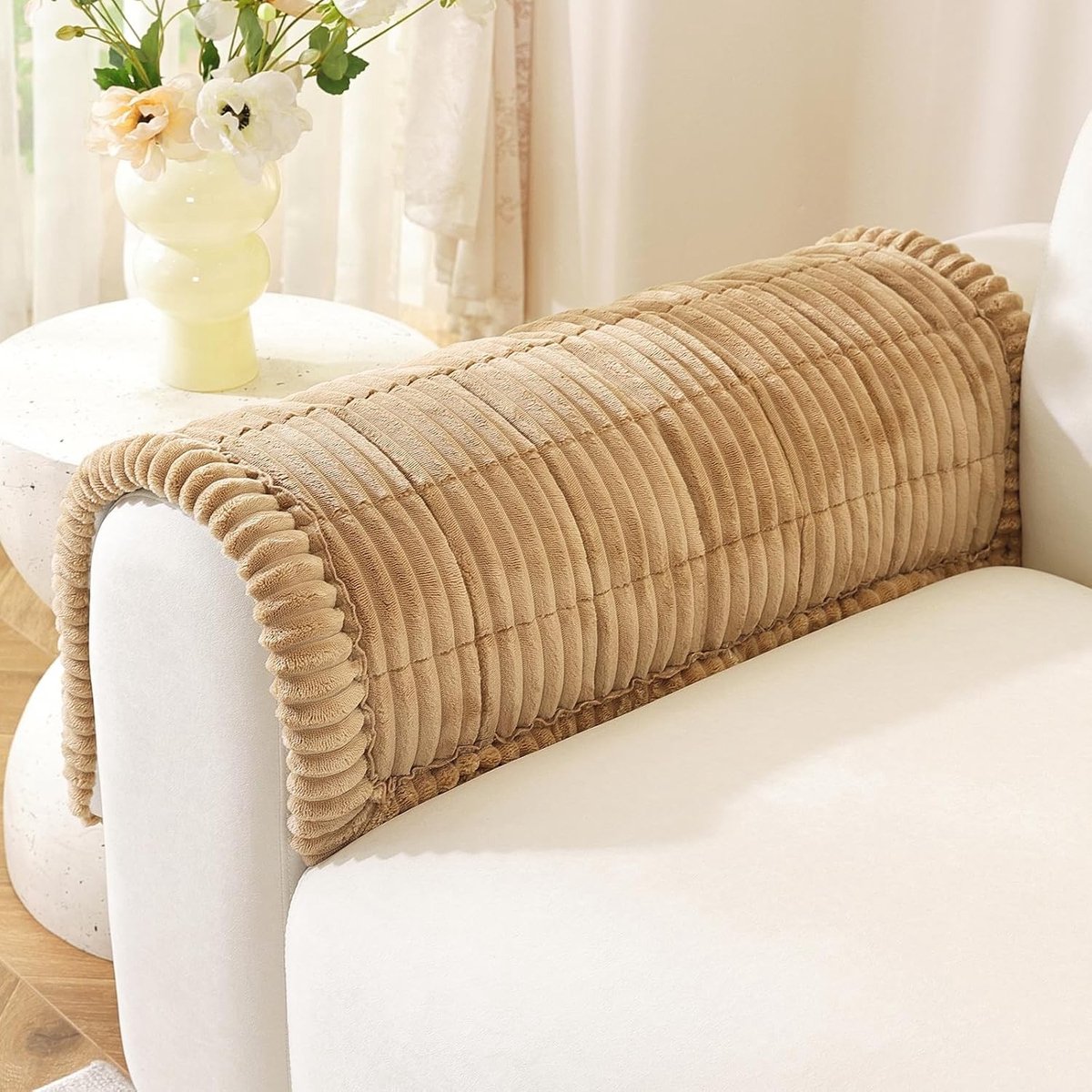 Dikke universele hoes voor bank, chaise longue en hoekbank - Super schuim, antislip, geschikt voor meubels en raambank (Khaki, 50x60cm)