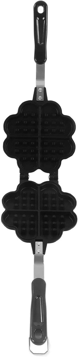 Wafelijzer Pan - Wafelvorm Bakplaat - Wafels Bakken - Dubbele Handgreep - 35x14cm - Zwart