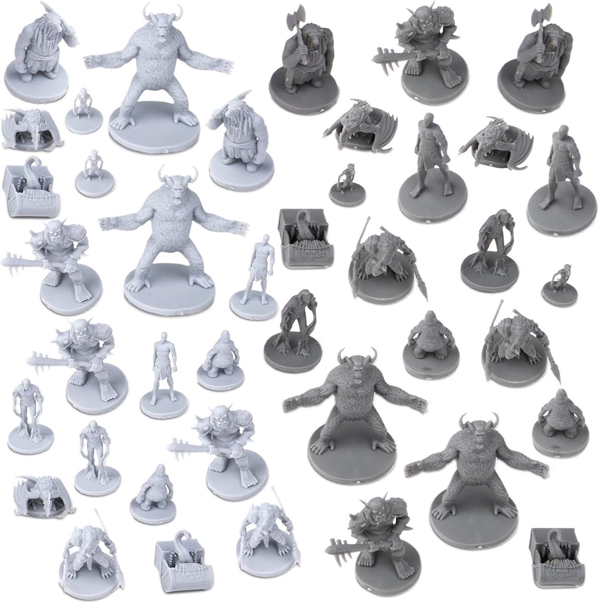 Gaming 40 miniatuur monsters Fantasy Tafelblad RPG-figuren voor kerkers en draken, Pathfinder rollenspellen. 28MM geschaalde miniaturen, 10 unieke ontwerpen, Bulk ongeverfd, geweldig voor D & D/DND