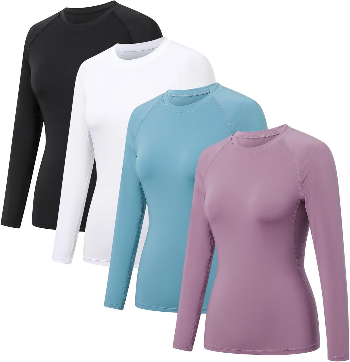 4 Pack Compressie Shirt Lange Mouw Workout Tops Sneldrogende Baselayer Atletische T-shirt Gym Yoga Running