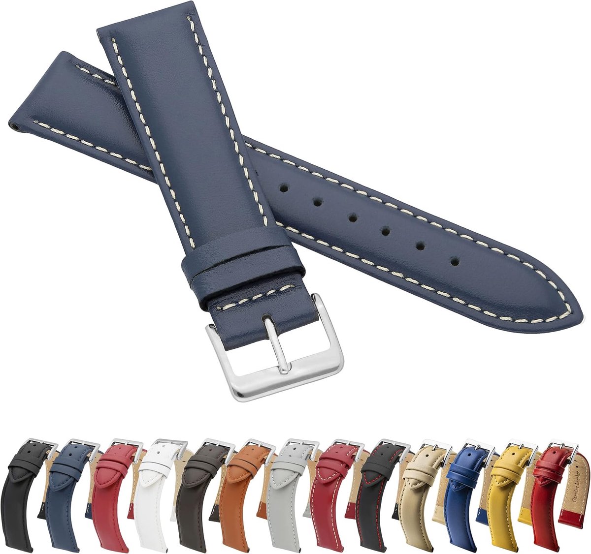 Gladde leren armband Llb echt leer horlogeband rundleer fijn leer