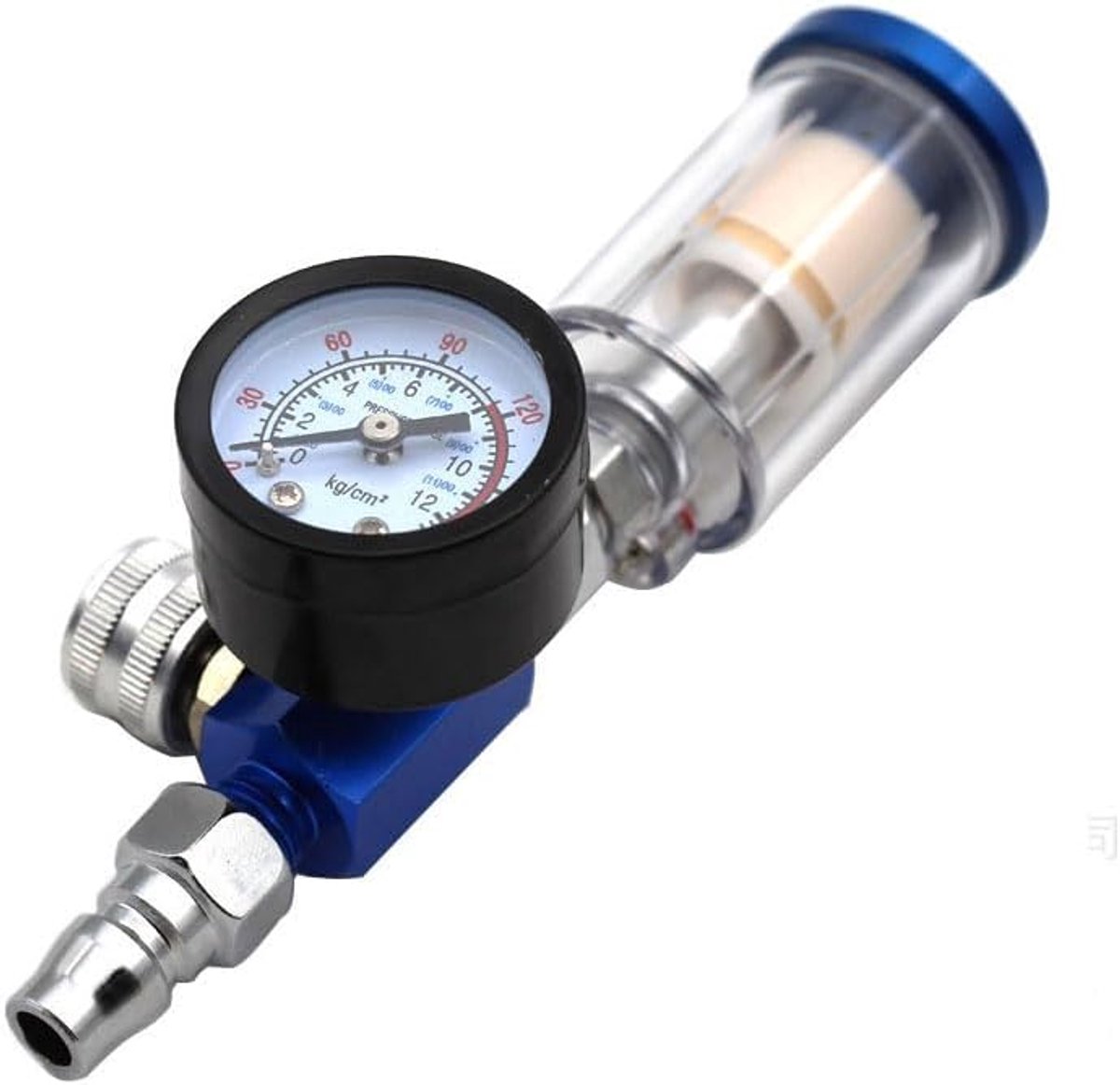 Lakpistool, luchtdrukregelaar, pneumatisch spuitpistool, luchtdrukregelaar, meetapparaat, olie, waterval, filter, scheider, gereedschap, drukregelaar, luchtregelaar voor spuitpistool 0-140 psi