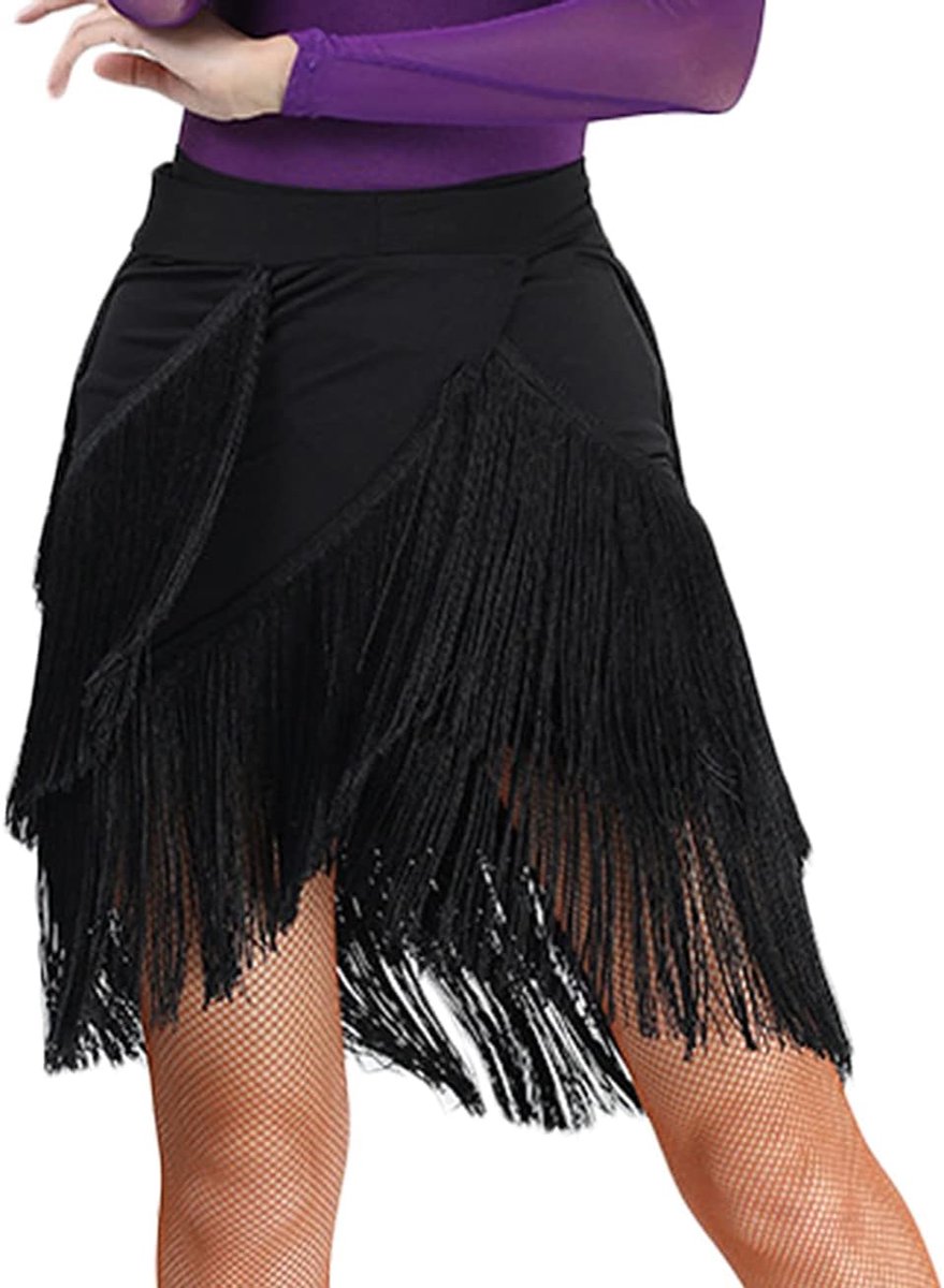 Dames dansrok latin tango buikdans heupdoek franjes rok rumba cha