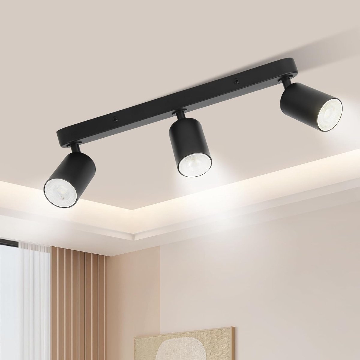 Plafondspots GU10 3 Spotlights Zwart Plafondspots Keuken Spotlights Zwenkbaar 350° Geschikt voor Slaapkamer Keuken Woonkamer