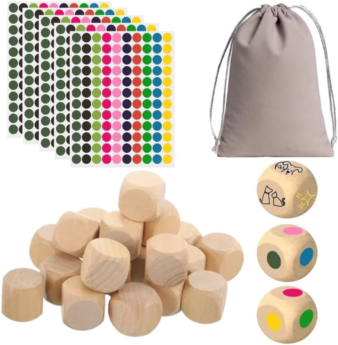 30 Stuks Ongeverfd Doe-Het-Zelf Blokjes Met Afgeronde Hoek | 20×20×20mm Onbeschilderde Houten Dobbelstenen,Blanco Dobbelstenen voor Schilderen,voor Schilderen,Montagestempel,Handwerk