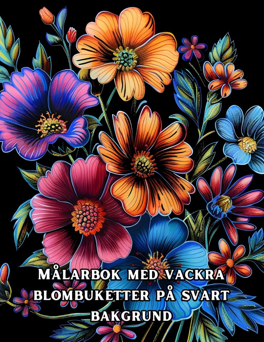med vackra blombuketter på svart bakgrund: En Kraftfull kontrast med blommornas livliga färger.