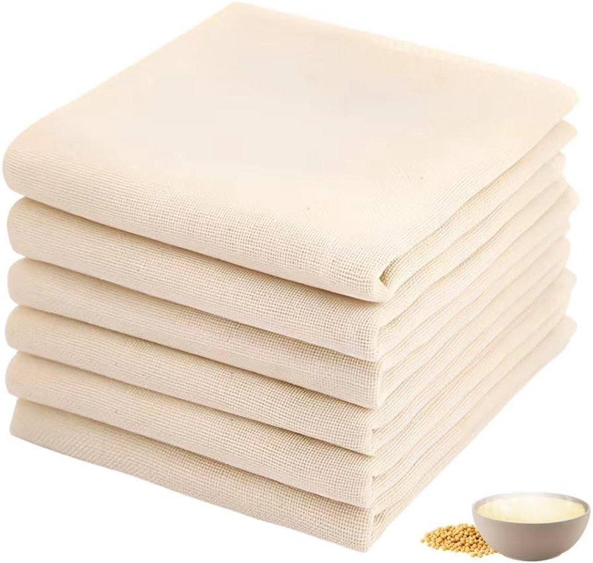 6 stuks voedselgaas, katoen, 50 x 50 cm, wasbare kaasdoek, filter voor levensmiddelen, etamine, herbruikbaar, mousseline om te koken, mousseline om te filteren voor sap, 6 stuks