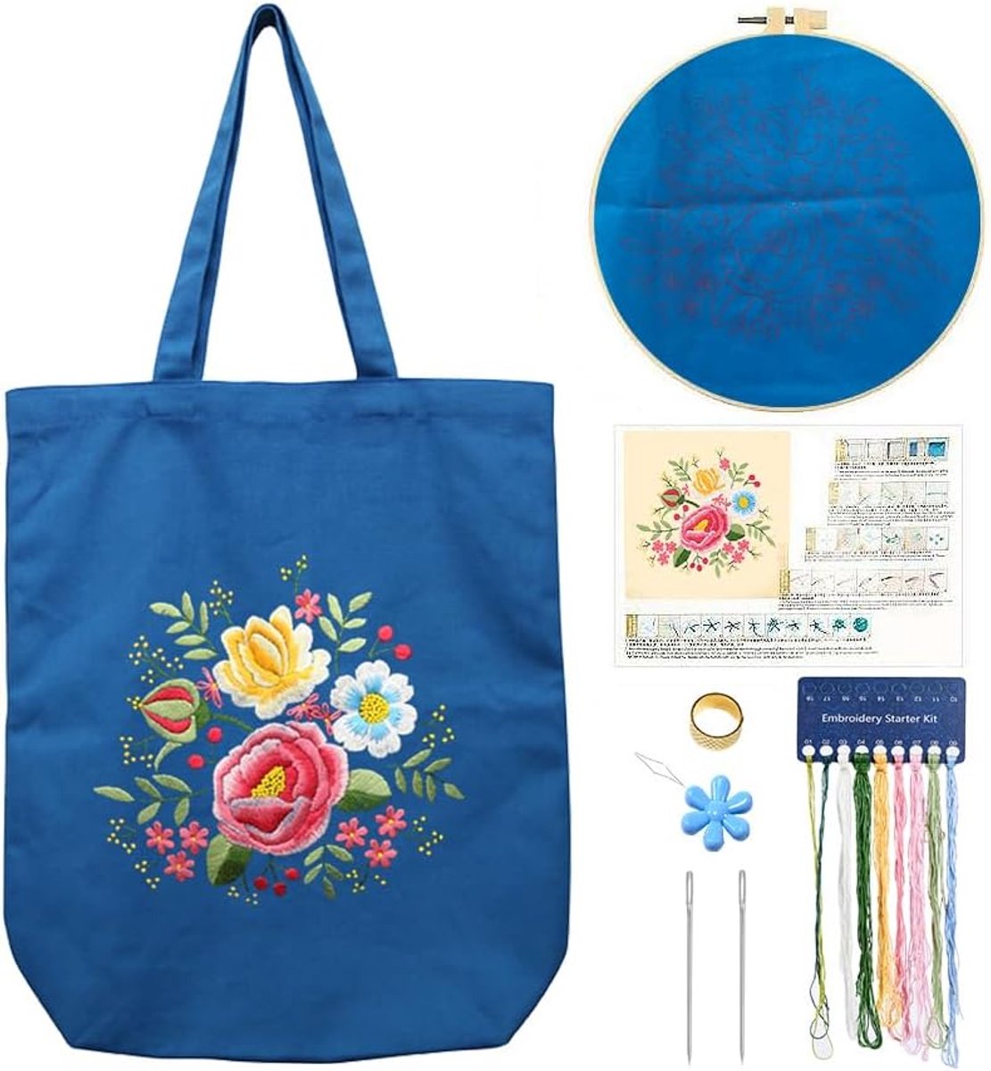 Canvas Tote Bag Borduurpakket met patroon voor beginners, kunst en