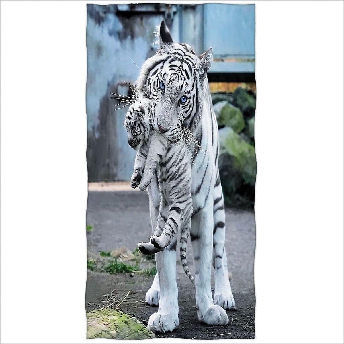 Badhanddoek, Wei er Tiger, diermotieven microvezel strandhanddoek 70