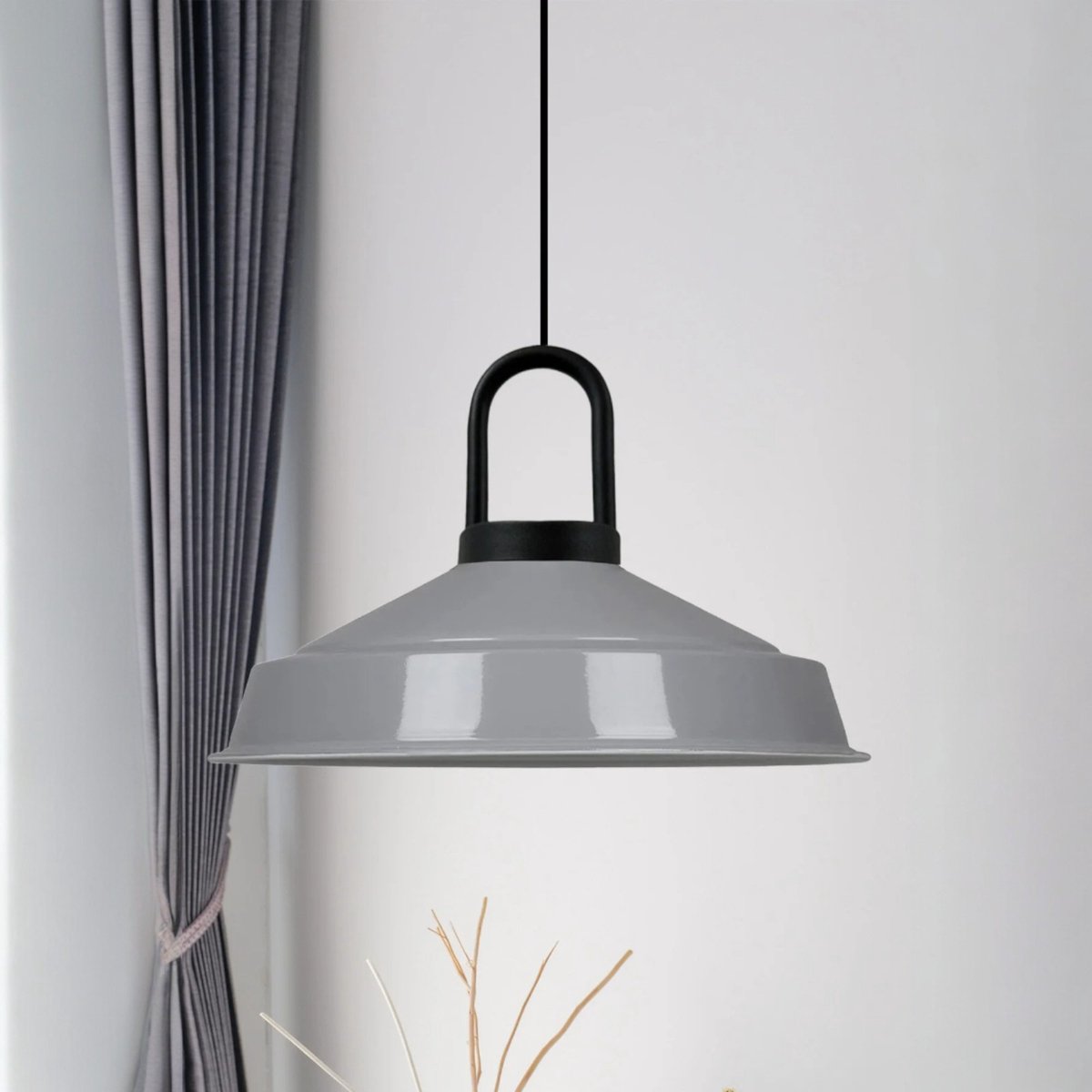 Bamyum Asletl hanglamp, industriële Modern stijl, Ø40 cm, grijs metalen lamp