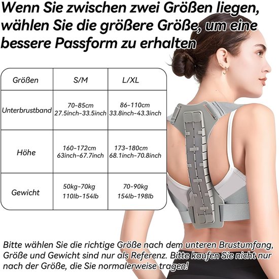 Verstelbare Rugsteun Trainer voor Houdingscorrectie met Schouderbanden voor Mannen en Vrouwen, Grijs, S/M, Ergonomisch Ontwerp, Comfortabele Ondersteuning, Verbeterde Houding — afbeelding 4