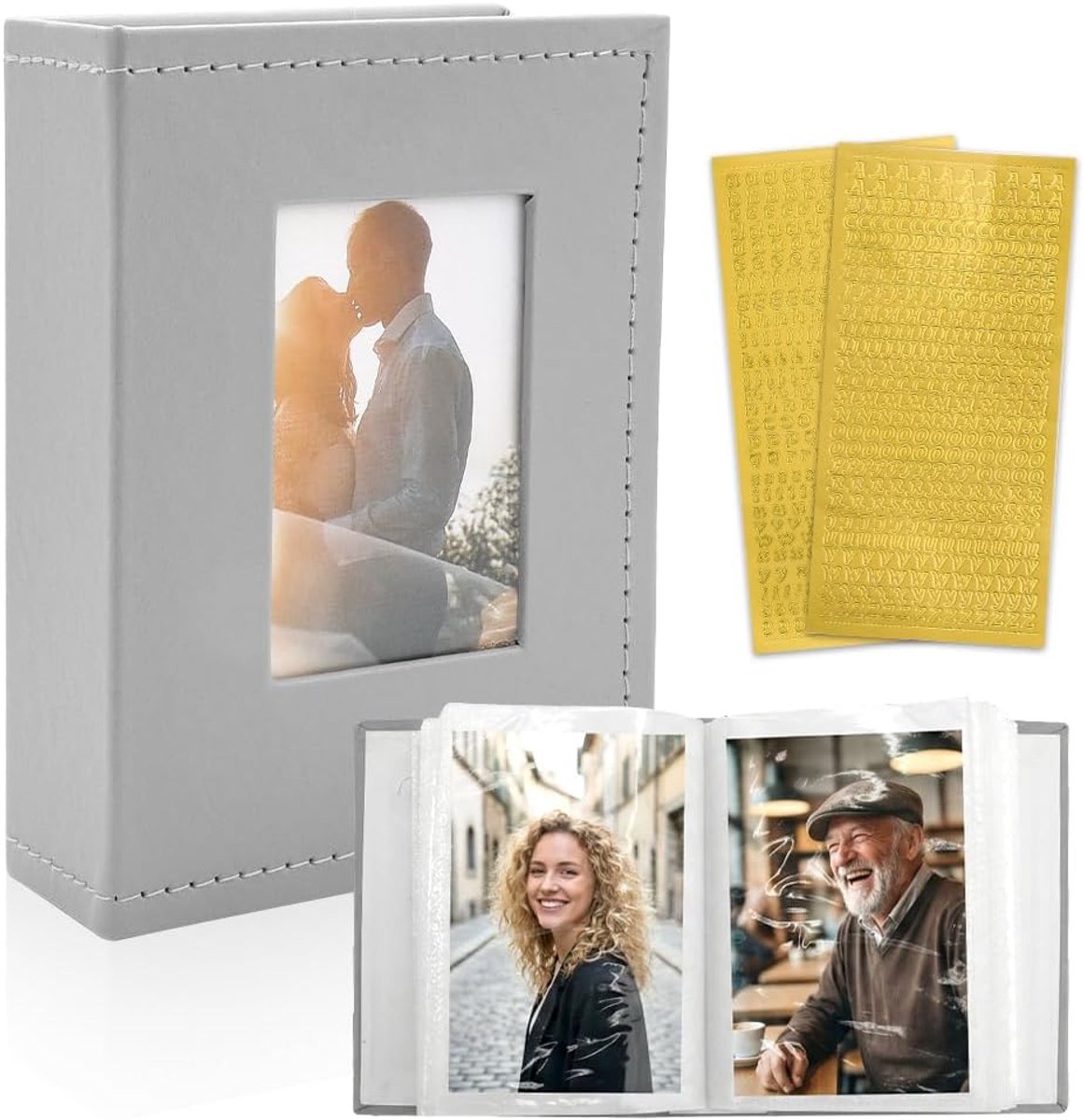 Fotoalbum 10x15 - Leren omslag - Voor 100 foto’s - Inclusief bindlint en 2 letterstickers - ShopVlot