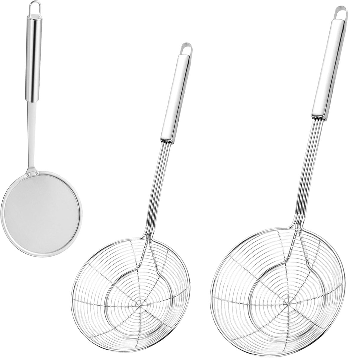 SnelShoppen - 3pcs Slotted Spoon Set RVS, High Quality Skimmer en Lepel Filter Set voor Koken, Roasting, Keuken, 14/16/12cm, Duurzaam en Roestvrij