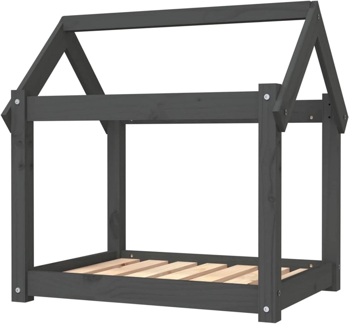 Hondenbed - Hondenbank Hondenmand - Rusten en slapen - Massief grenenhout frame - 71 x 55 x 70 cm - Grijs