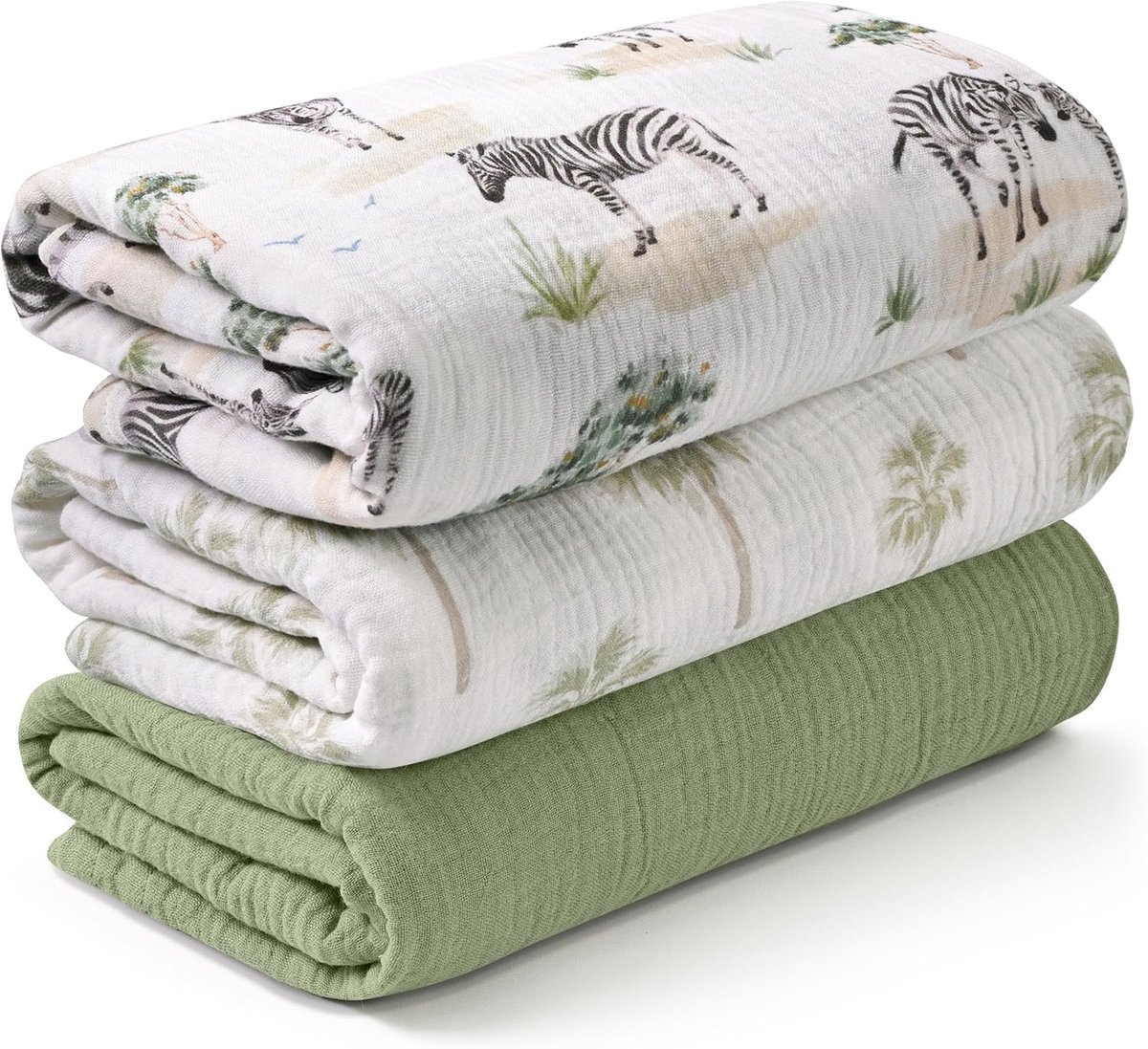 Babydoeken set van 3 - Flanel - Safari Whisper design - Ademend voor een comfortabele slaap - ShopVlot