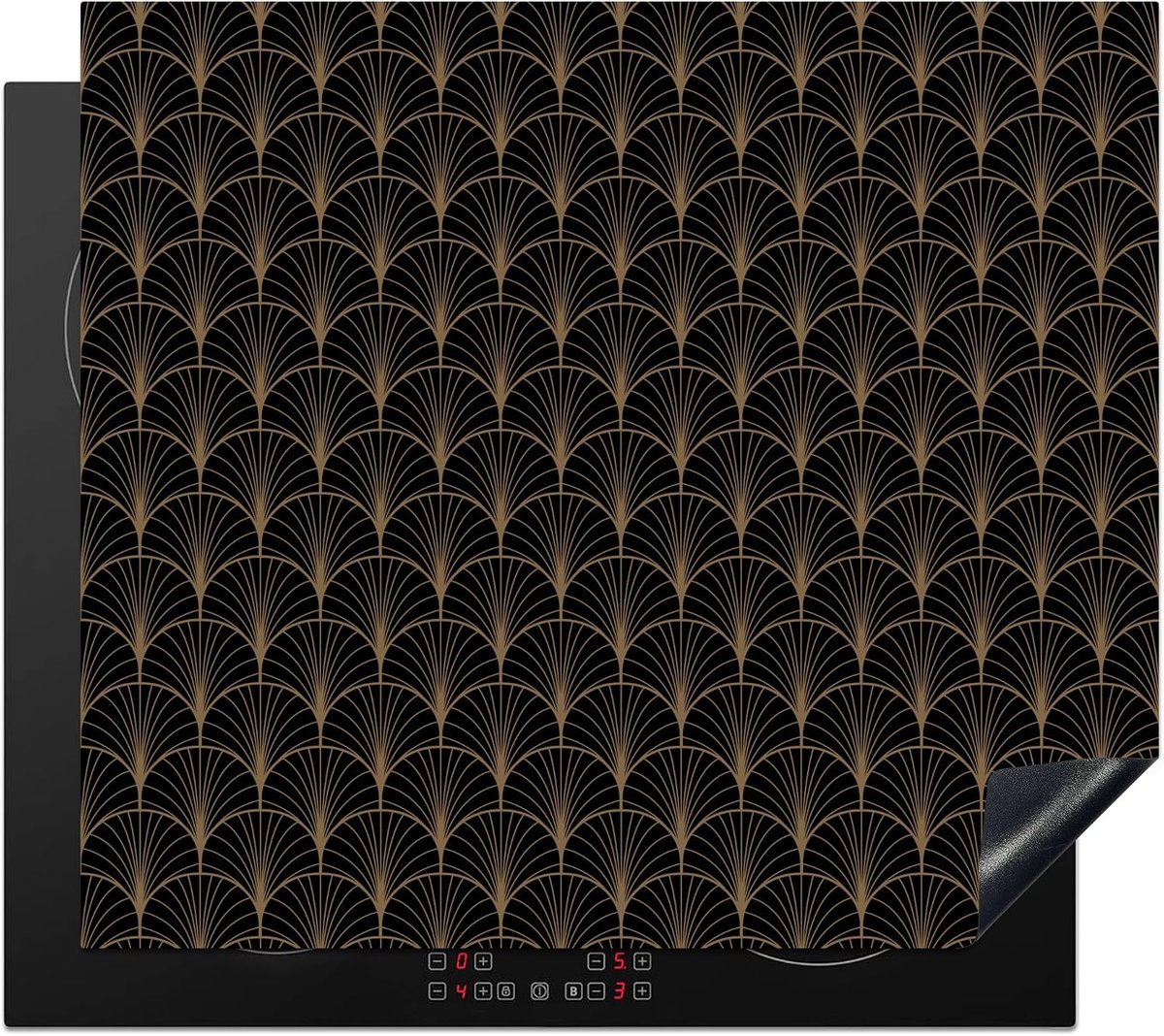 SnelShoppen - Inductiekookplaat Beschermer 60x52cm - Keuken Decoratie - Antislip Mat - Goud - Ventilatoren - Zwart