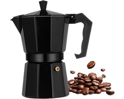Koffiepot Aluminium - Camping Koffiemaker - Koffie Zetten - Italiaans Brouwontwerp - 15.9H cm - Zwart