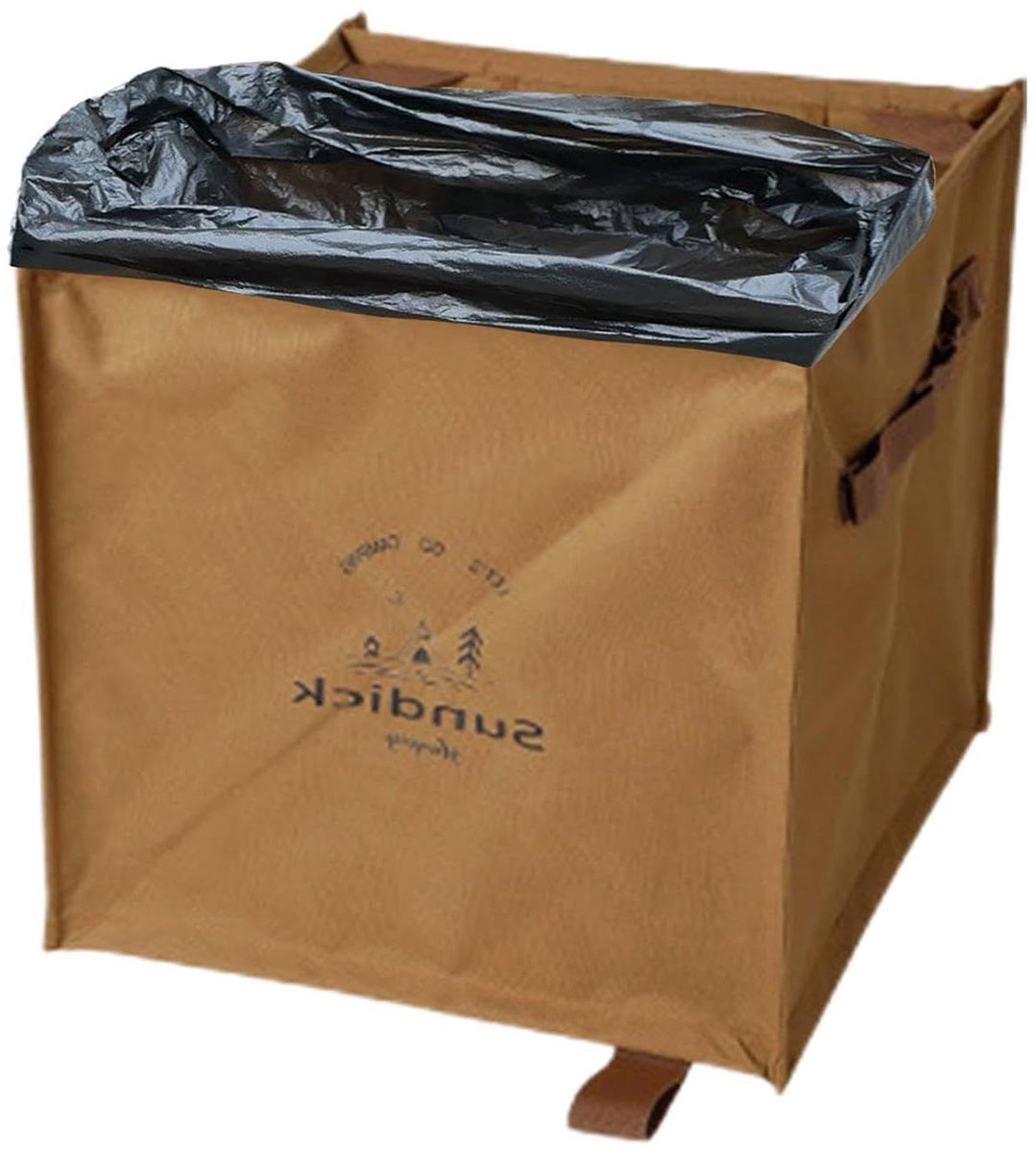 Camping Afvalbak - Vuilnisemmer Tuinafvalzak - Outdoor Opbergen - Vaste Gesp Grondnagel - 60 Liter - Kaki