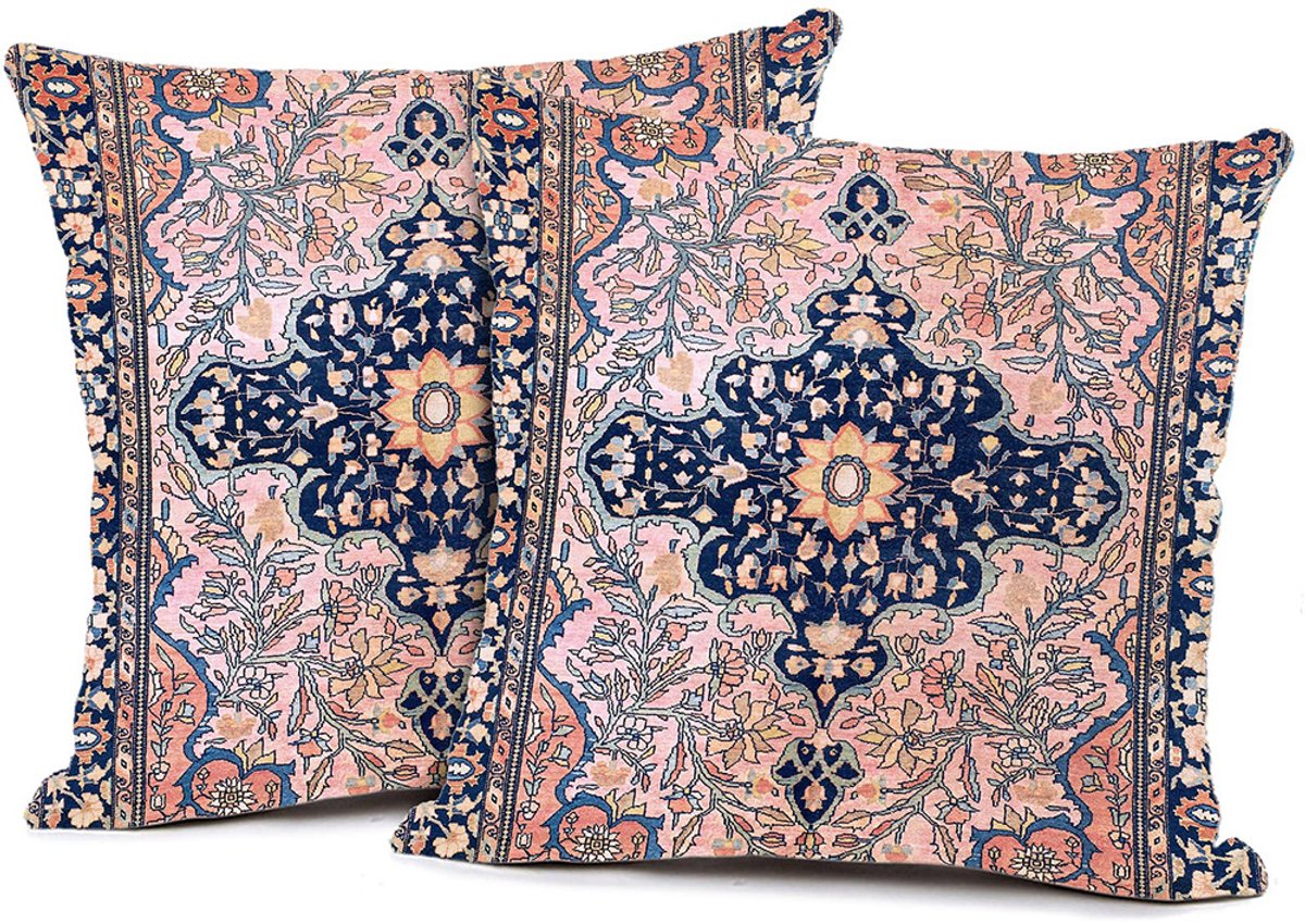KZQ Kussenslopen - Set van 2 vierkante decoratieve kussenslopen in Boheemse stijl, zacht en duurzaam - Geschikt voor banken, woonkamers en slaapkamers - 50x58 cm - Patroon