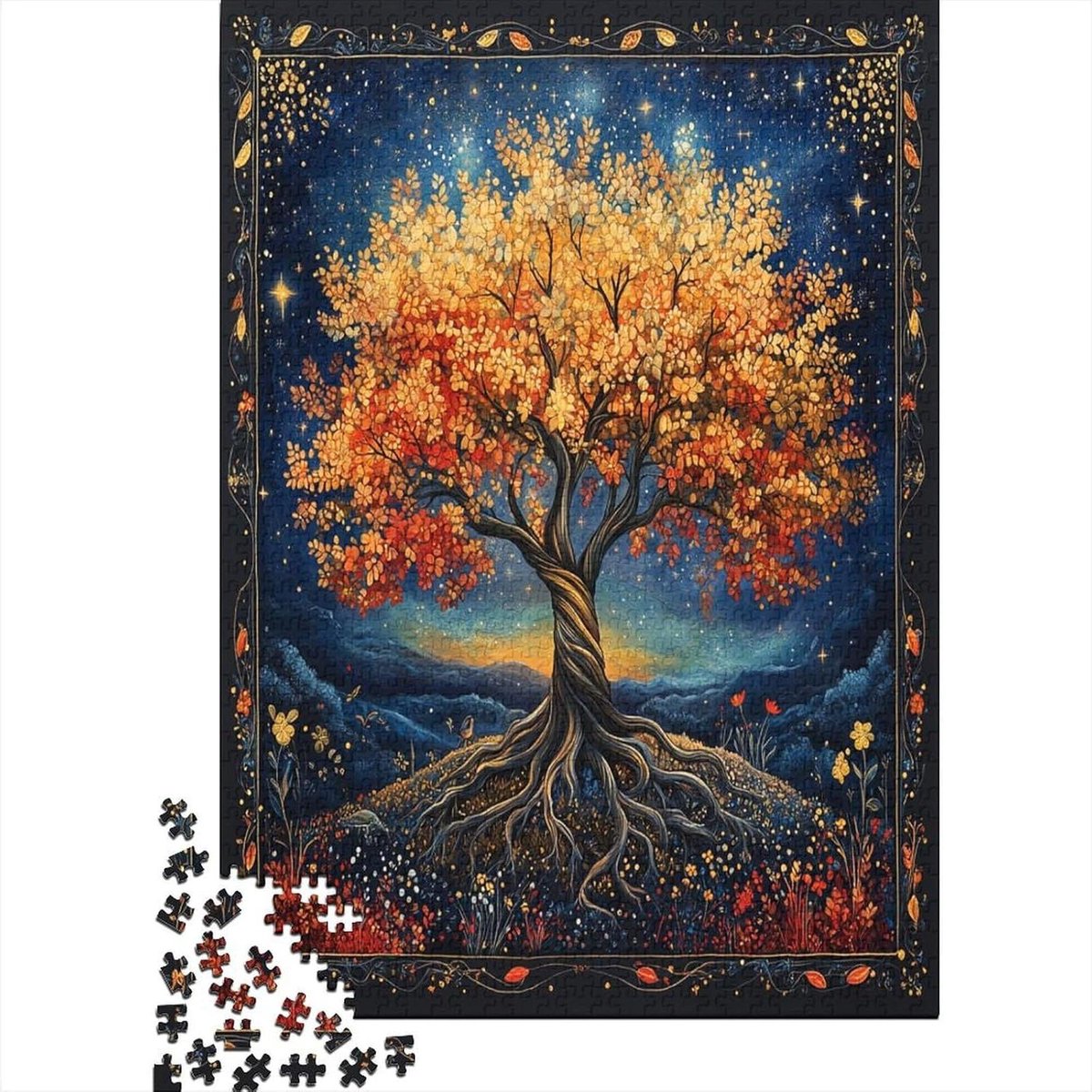 Tree of Life Puzzel - Jigsaw Puzzel Volwassenen - Ontspanning en Plezier - Gedetailleerde Zone Ontwerp - 1000 stukjes 75x50cm