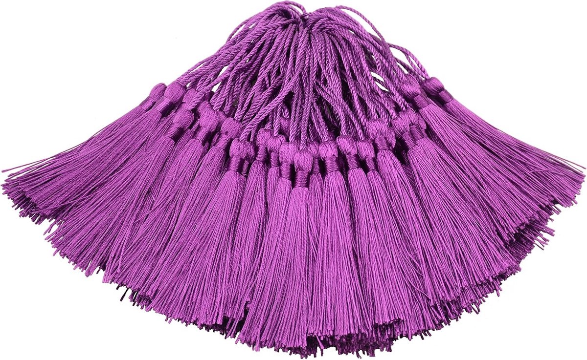 100 Stuks 13cm Silky Floss Boekmerken met 2-Inch Koordlus en Chinese Knoop voor DIY, Sieraden en Souvenirs